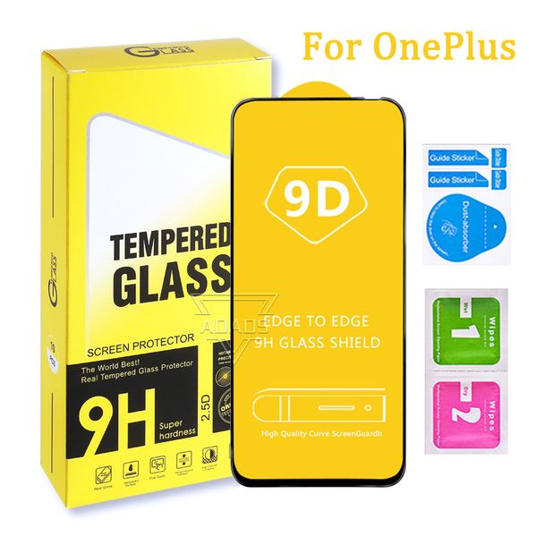 Telefon-Displayschutzfolie für OnePlus 6T 7 7T 8T 5G, hochwertiges 9D-gehärtetes Glas, 9 9Lite 9E 9R Nord 2 N100 N200, Samsung A03S, A30S, A20S, A02S, A22, 4G, MI 11X mit Einzelhandelsverpackung