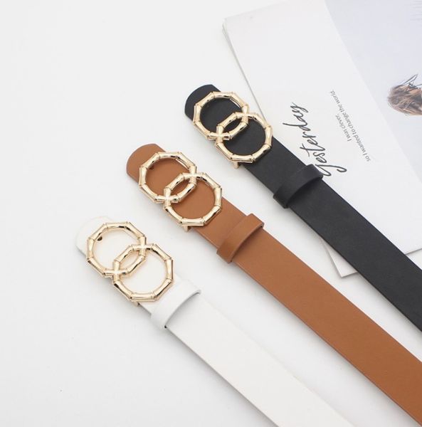 

european and american 8-word gold alloy buckle belts women's multicolor jeans button belt, Black;brown
