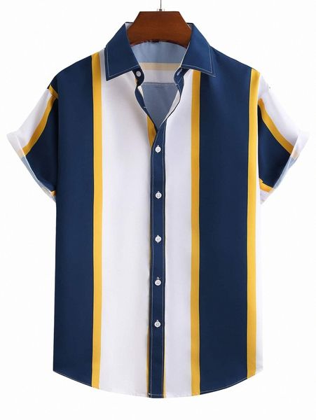 

men colorblock button front shirt 55gt#, White;black