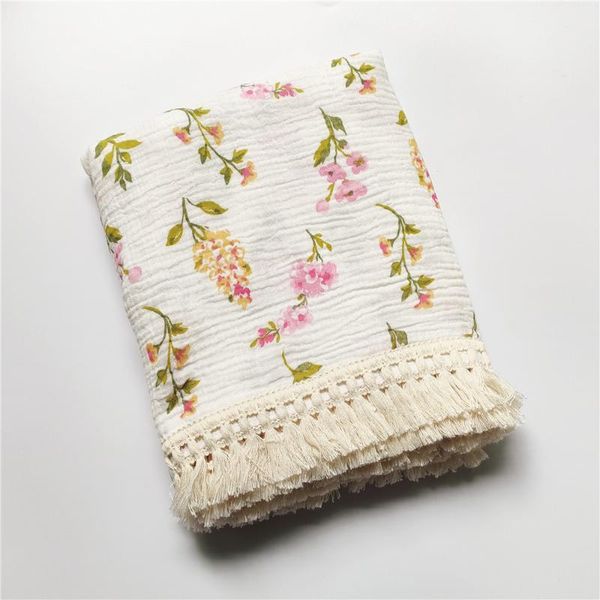 

cotton muslin baby blanket with tassels borns receiving blankets swaddle for babies and infant wrap & swaddling