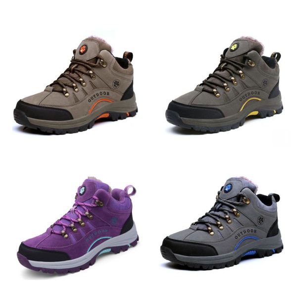 

2021winter couple's plush cotton warm shoes outdoor sports mountaineering shoe men's women's anti slip and wear resistant sno, Black