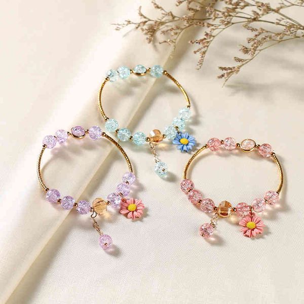 

chinese-style products 8cm simple fashion daisy pure handmade ladies couple exquisite bracelet hand rope crack bead