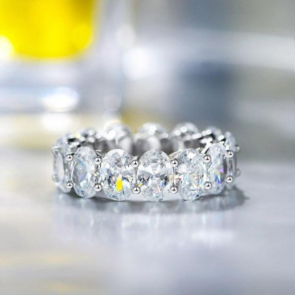 

trend 100 original sterling silver created moissanite diamond cut engagement rings wedding fine jewelry for women cluster, Golden;silver