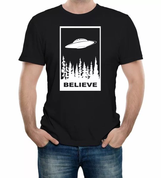 

believe in ufos mens t-shirt aliens abduction funny spaceship 51 area, White;black