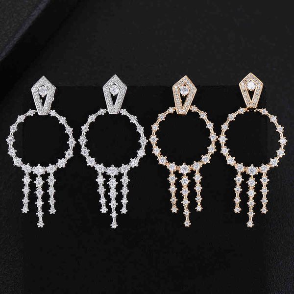 

godki luxury geometric statement for women wedding cubic zircon crystal cz dubai bridal earrings trendy jewelry 2019, Black