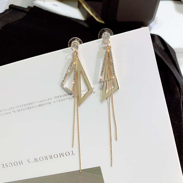 

korean style geometric women's simple tassel 925 silver pin irregular earrings personalized ear accessories, Black