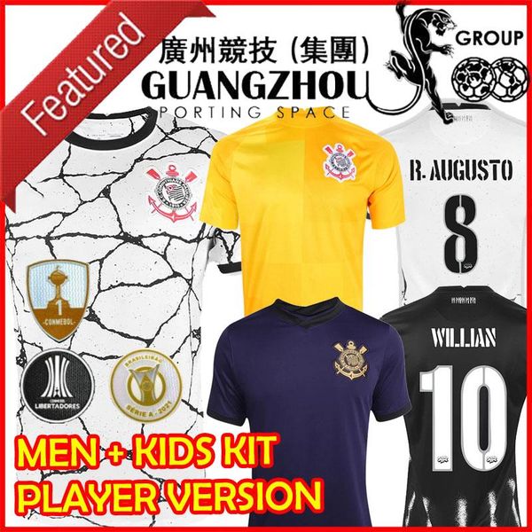 

2021 2022 corinth soccer jerseys corinthians home away third purple goalkeeper camisa 21 22 player version football shirt willian roger gued, Black;yellow