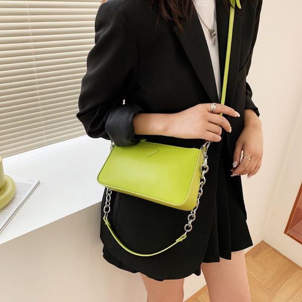 

evening bags fashion women's shoulder baguette bag chain strap solid color casual crossbody for women 2021 ladies purses and handbags