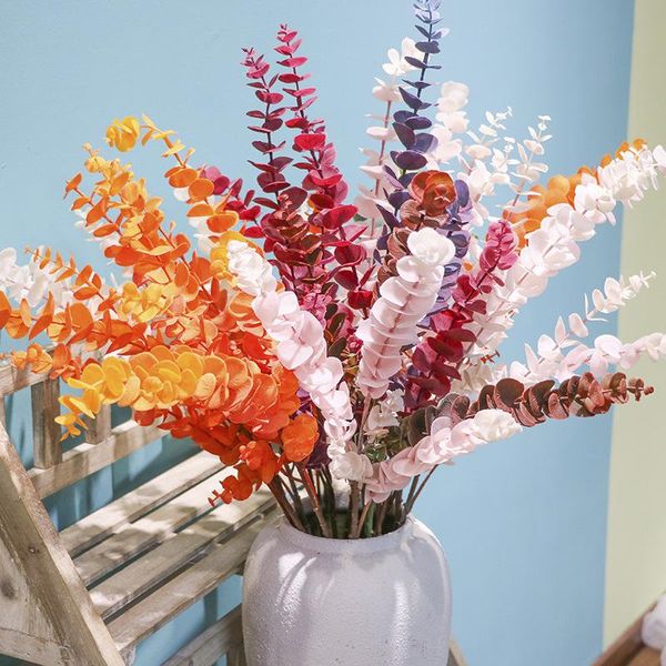 

artificial flower plastic eucalyptus leaves wedding decoration arrangment faux foliage fake plants branch home decor decorative flowers & wr