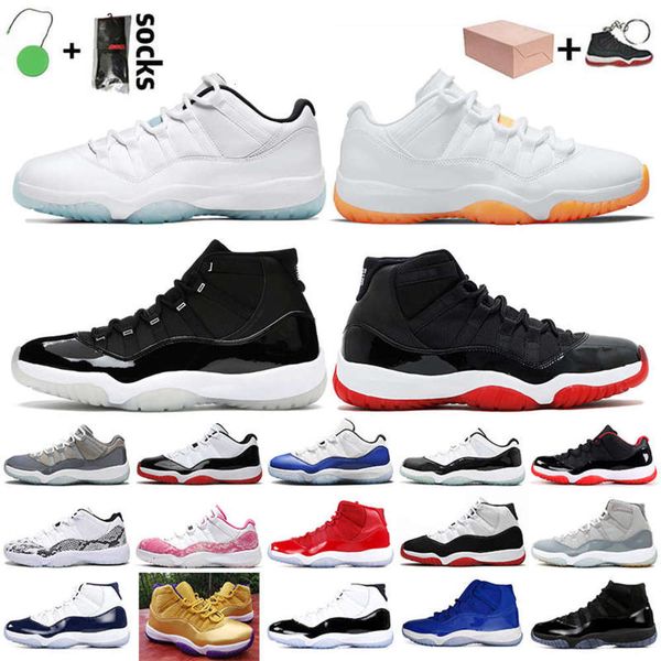 

2021 with box 11s jumpman basketball shoes 11 low legend blue citrus jubilee 25th anniversary bred concord mens trainers womens, Black