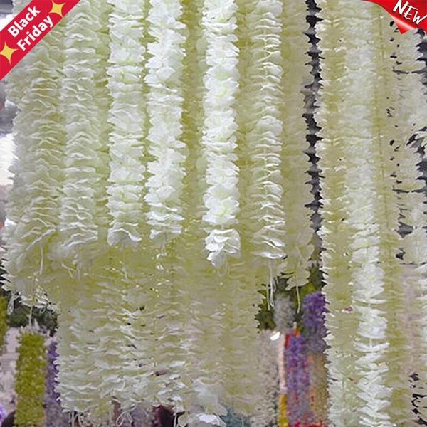 

50pcs 1m/2m orchid rattan artificial silk flower vine for home wedding garden decoration hanging garland wall fake flowers decorative & wrea