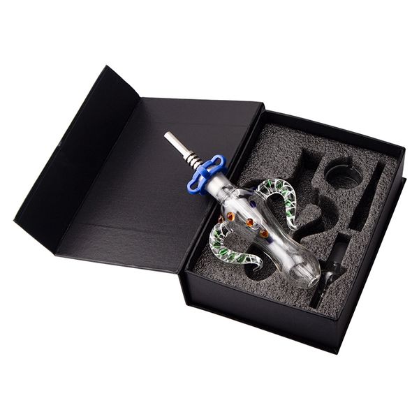 NC006 Tubi di vetro narghilè Bong d'acqua Confezione regalo Chiodo in ceramica al quarzo 14mm 18mm Impianti petroliferi Bong Acqua Perc Tubo da fumo 6 Chiodi modello