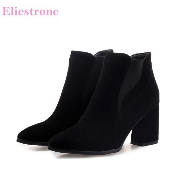 

boots brand winter yellow women ankle riding lady formal shoes chunky heels ab228 plus big small size 10 32 45 471, Black