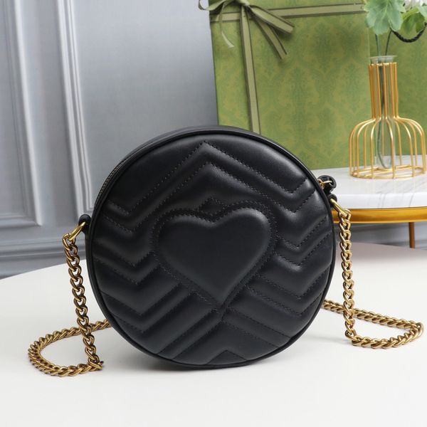 

round cake bag chain crossbody bags small handbag classic letter wave pattern real leather coin purse circle clutch heart printed