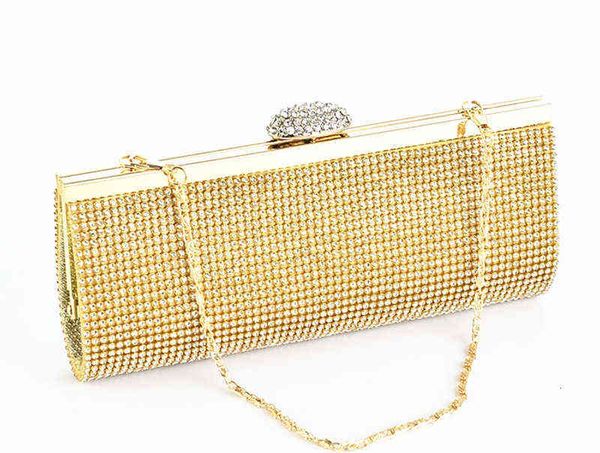 

2021 diamond inlaid dinner bag long handbag folk ess women's chain grab
