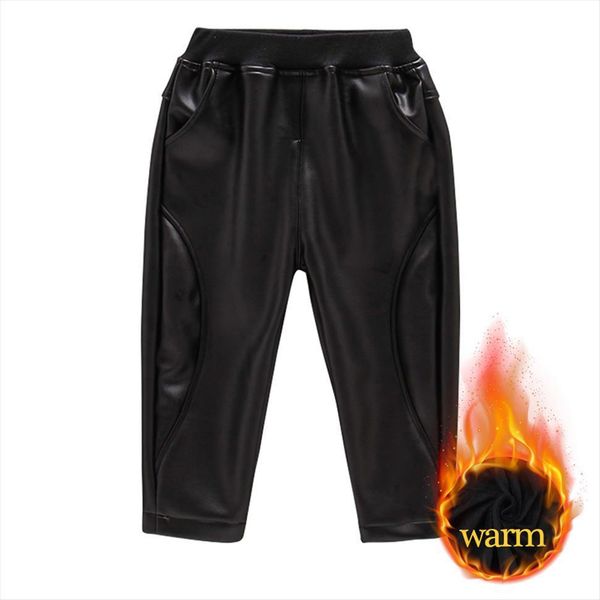 

girls leather pants solid kids trousers for cotton padded childrens overalls fall winter autumn clothes, Blue