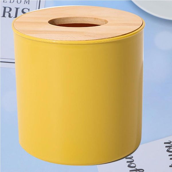 

tissue boxes & napkins 1pc round shape napkin case removable wood cover box holder toilet roll paper storage organizer for home car offi