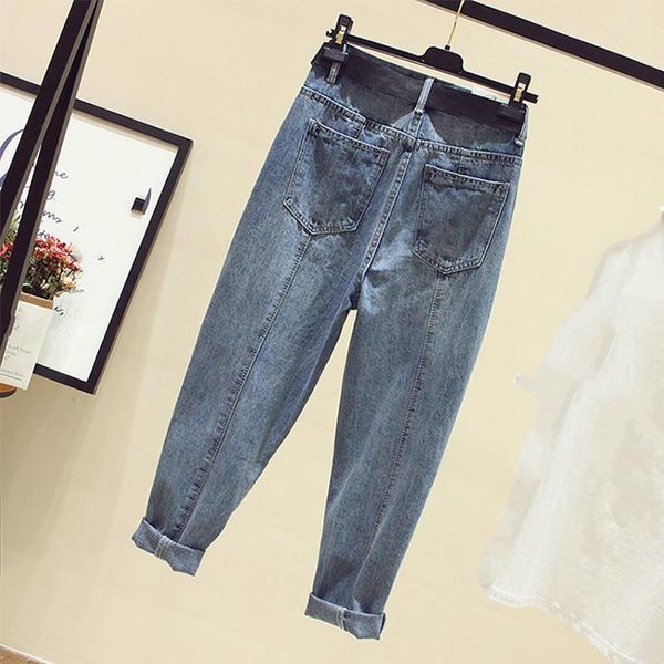 

women's jeans 2021 spring summer women vaqueros high waist loose denim pants plus size straight trousers, Blue