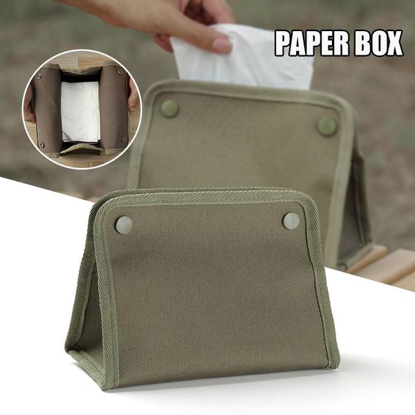 Outdoor-Taschen Canvas Tissue Box Langlebiges Snap-Design Große Kapazität Faltbarer tragbarer Gesichtsorganisator für Camping PUZ777