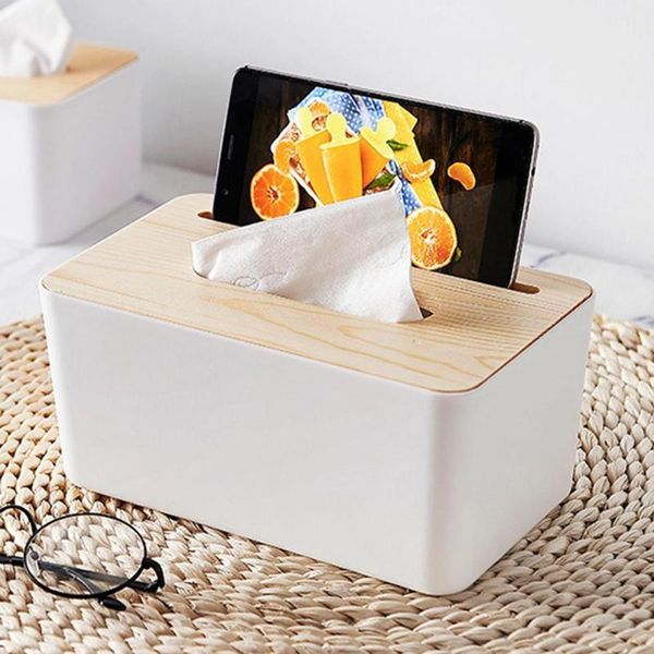 

tissue boxes & napkins plastic square box moisture-proof wooden cover kitchen storage case organizer decoration for living room restaurant