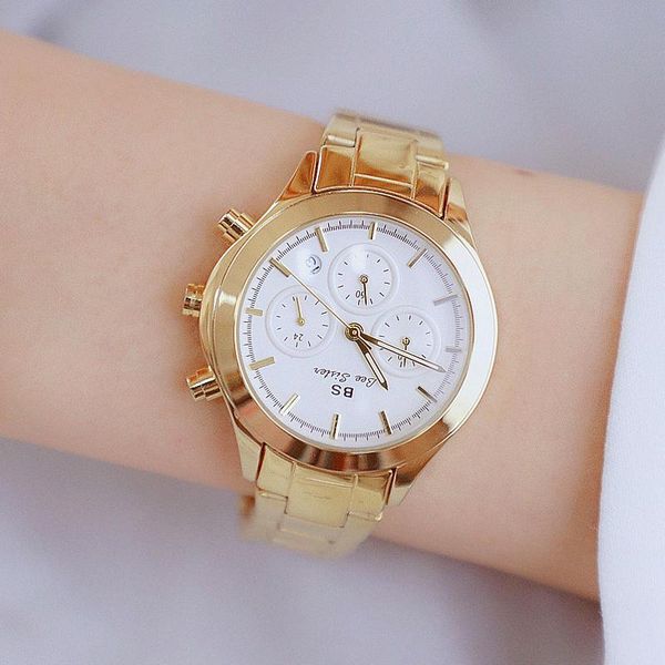 

wristwatches bs bee sister women watch famous luxury brands unique dress wrist watches gold ladies relogio feminino 2021, Slivery;brown
