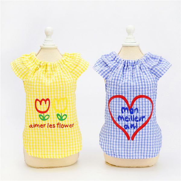 

spring and summer dog love lattice teddy bichon ultra-thin pet two-legged clothes apparel