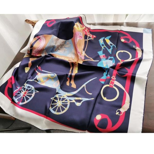 

scarves carriage prints 100% silk scarf hijab head women fashion wraps foulard, Blue;gray