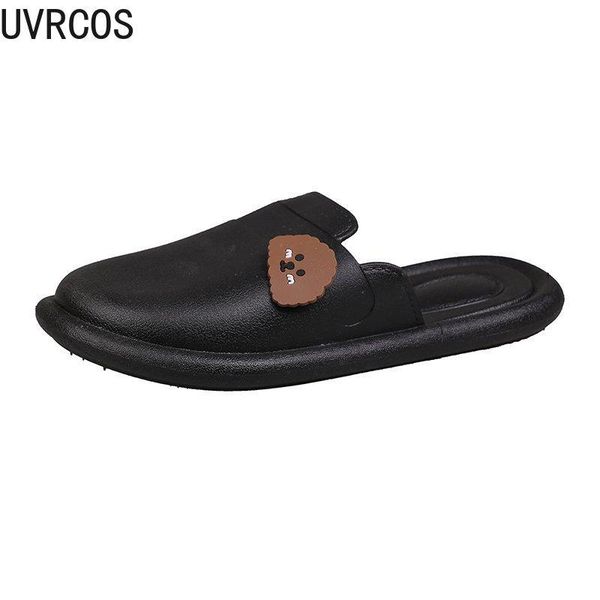 

baotou women's slippers solid color simple bear modification sweet and cute all-match, Black