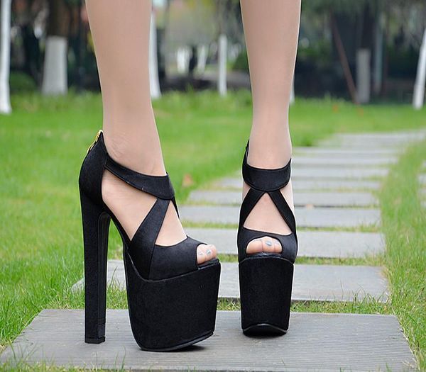 Chinelos 18 cm modelo sapatos sandálias de salto de espessura primavera e verão super alta mulheres