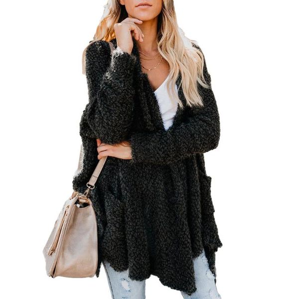 

women's vests arrival fashion soft irregular long sleeve jacket women coat winter autumn cardigan, Black;white