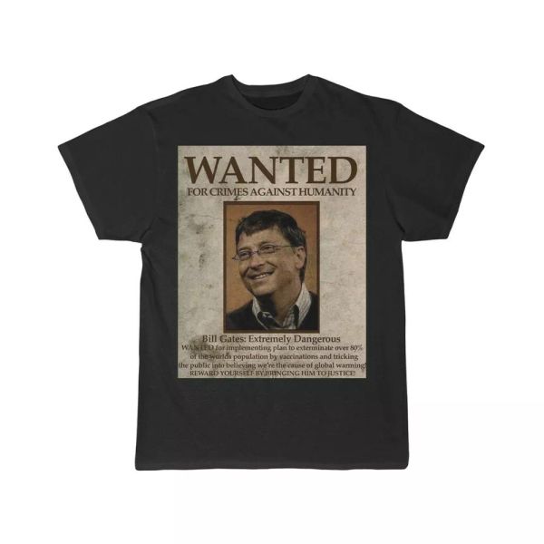 

bill gates wanted men's short sleeve tee, White;black
