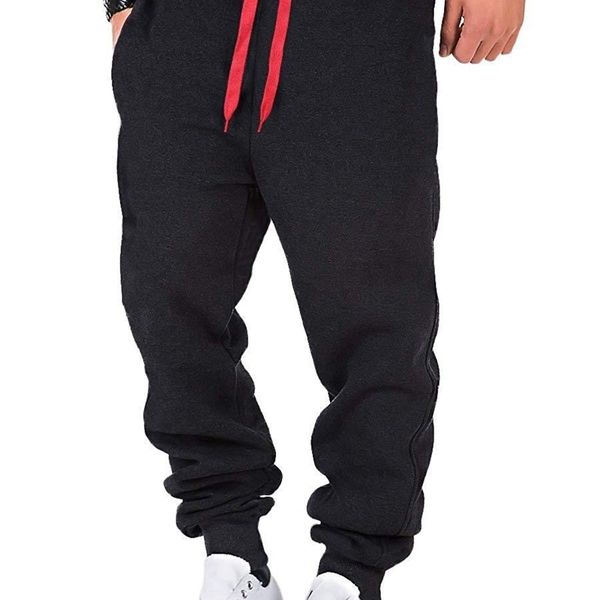 

men's casual sports slim fit gym basic fashion street pants, Black