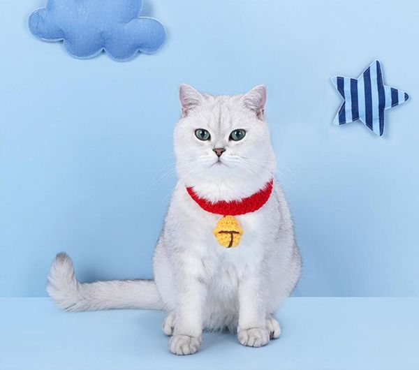 

cat collars & leads pet dog collar cute pendant manual cotton knitted necklaces