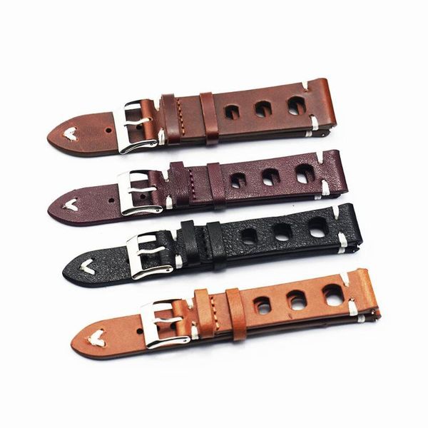 

watch bands 18mm/22mm/20mm/24mm wristband for galaxy casual leather strap round hole replacement huawei pulseira, Black;brown