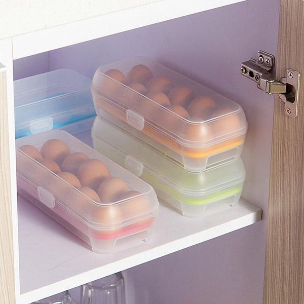 

crisper organizer egg container kitchen gadgets storage box 10 grid plastic portable bottles & jars