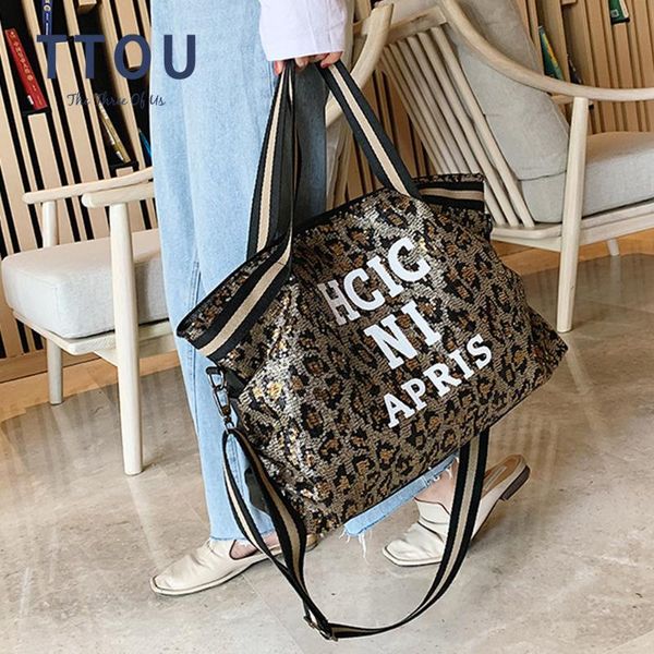 

shoulder bags casual women bling sequins big capacity female handbag for lady travel large tote letter printed crossbody