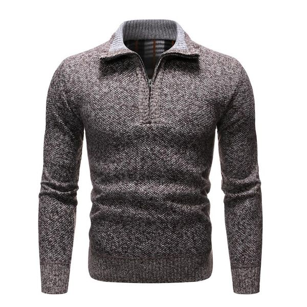 

men's sweaters winter pullover leisure warm loose sweater autumn fashion bottom shirt lapel half zipper jacket, White;black