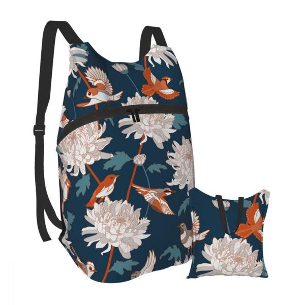 

backpack vintage japanese national flower chrysanthemum portable folding outdoor sport bag for camping cycling