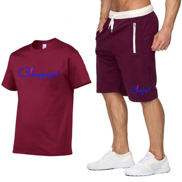 

2021 summer fashion casual brand letter printing men sportswear tracksuit man sportswears short sleeve t-shirt 2 piece set s-2xl, Gray