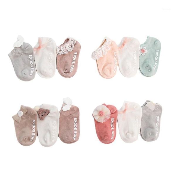 

socks 3 pairs/lot 0 to 36m spring summer baby solid color infant floor soft cotton anti-slip boat for girls, Pink;yellow
