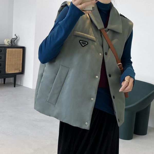 

women's vests hxjjp cotton vest padded jacket autumn / winter 2021 korean loose solid color short waistcoat 1881, Black;white