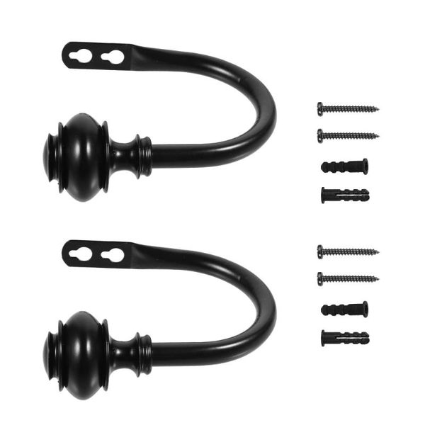

2pcs home u-shape curtain drapery tiebacks door wall iron hooks & rails