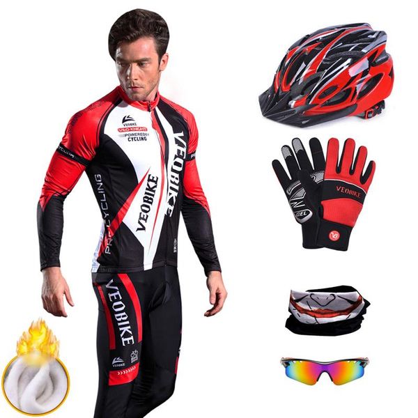 

mens cycling jersey sets long sleeve winter thermal fleece bicycle clothing men pro team mountain bike clothes riding sport wear racing, Black;blue