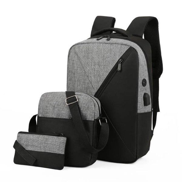 

three piece computer backpack oxford spinning schoolbag men's and women's korean business bag school bags