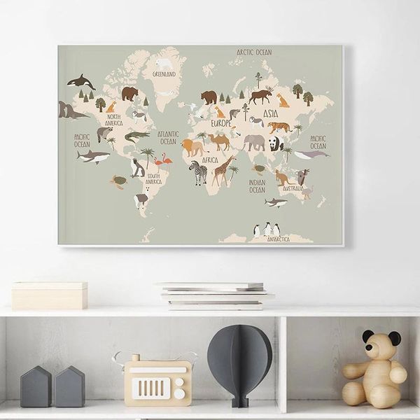 

paintings nursery wall art poster print animal canvas painting kids bedroom scandinavian cute cartoon pictures child room decor