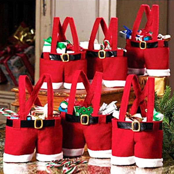 

christmas decorations merry santa claus suspender trousers candy wine bottle bags decor navidad xmas gift year 2022 totes