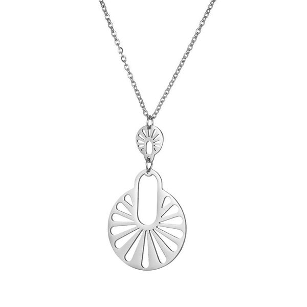 

pendant necklaces zgn008 selling 2021 design stainless steel necklace geometrical shape colour clavicle for gift lady jewelry, Silver