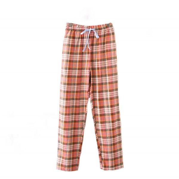 

women's sleepwear 2021 spring autumn women 100% cotton sleeping bottoms female plus size nighty trousers ladies thicken loosen plaid pa, Black;red