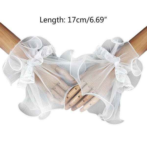 

neck ties cpdd gothic lace mesh stretch horn cuffs bracelet winkled ruffled detachable fake sleeves wedding party decorative wristband, Blue;purple