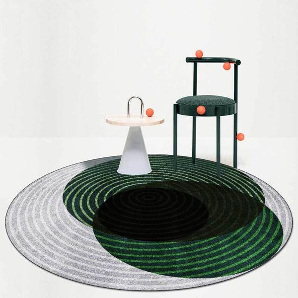

fashionable modern minimalist green circular geometric mosaic gray living room bedroom non-slip floor mat carpet carpets